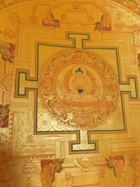 handgemaltes Buddha Mandala  Goldfarben